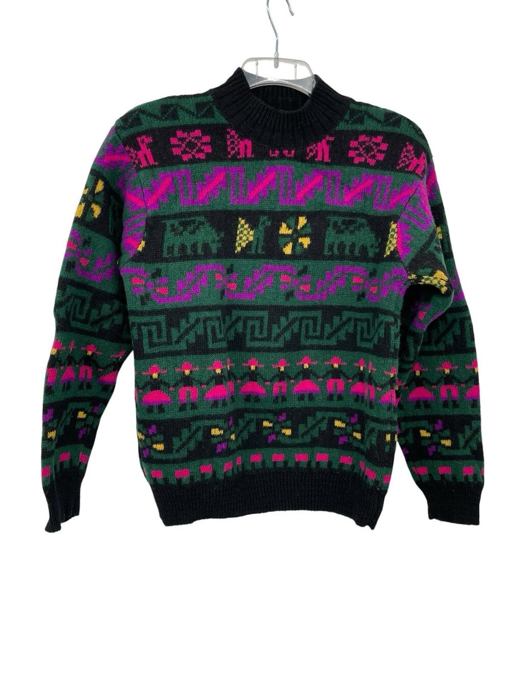 Vintage United Colors Of Benetton Sweater Shetland Wool Italy Colorful Medium